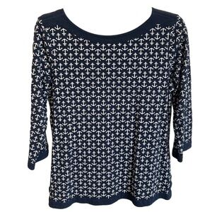 Tommy Hilfiger Women's Crew Necker 3/4 Sleeve Anchor T-Shirt, Large